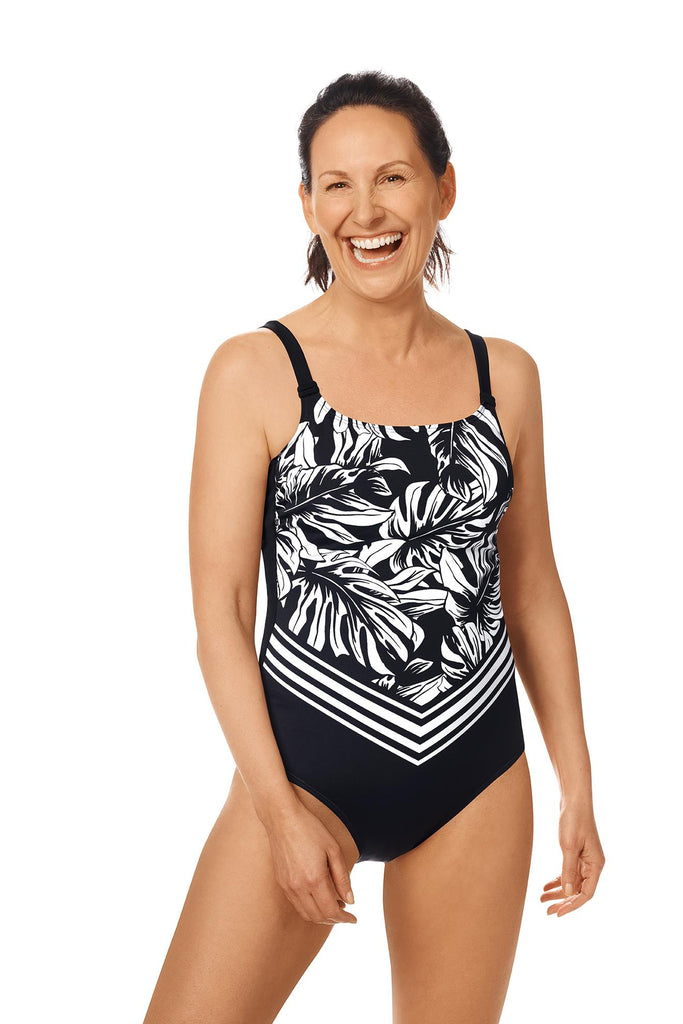 Black and white Swimmer Manilla one-piece mastectomy swimsuit - Amoena