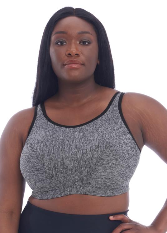 Geometric White & Gray precision padded sports bra for extra comfort.